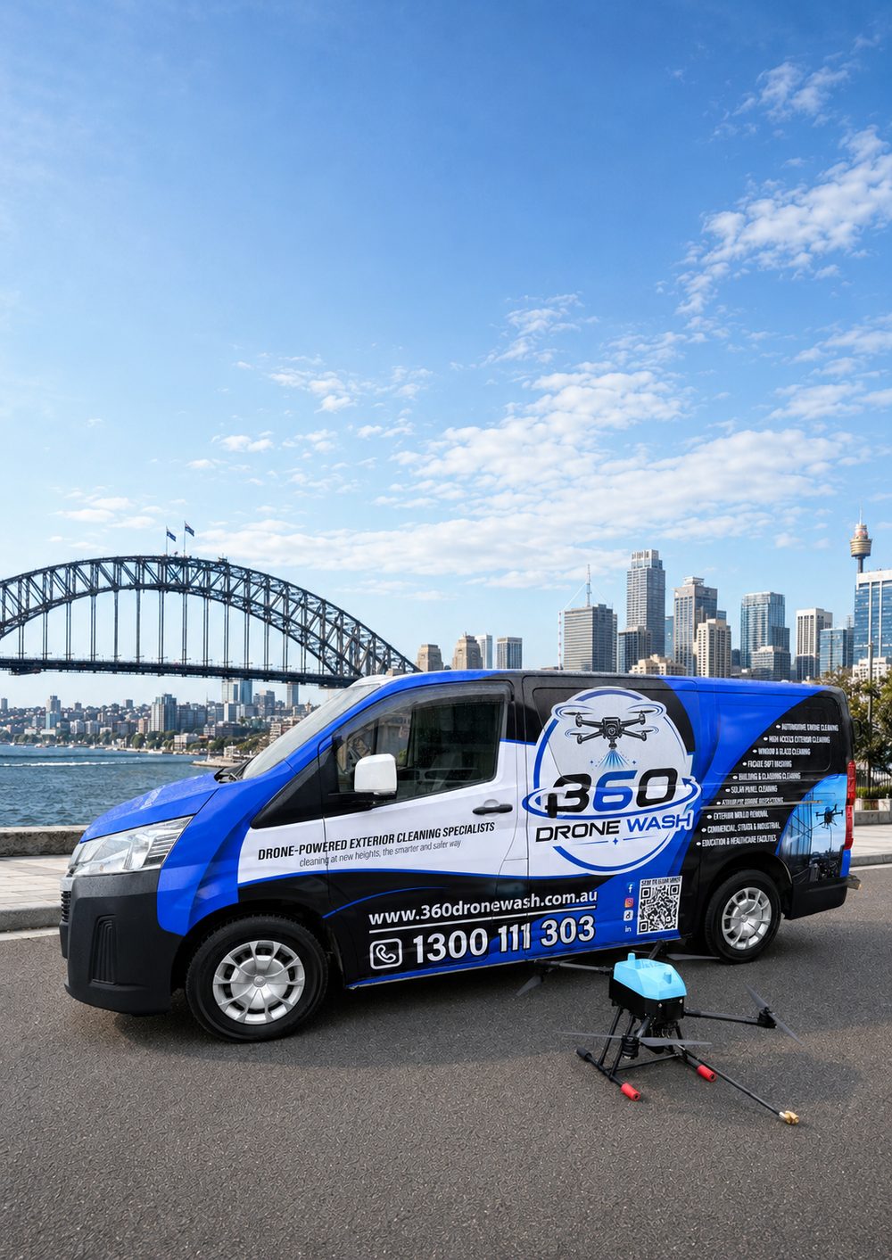The 360 Drone Wash service van and drone